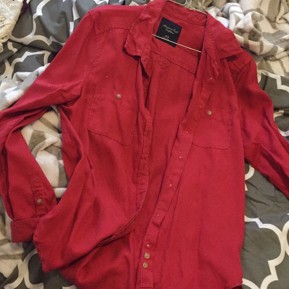 AE red button up